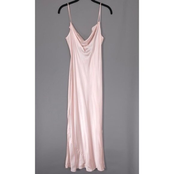 VICTORIA'S SECRET Vintage 100% SILK Charmeuse Maxi Slip Dress MEDIUM Blush Pink